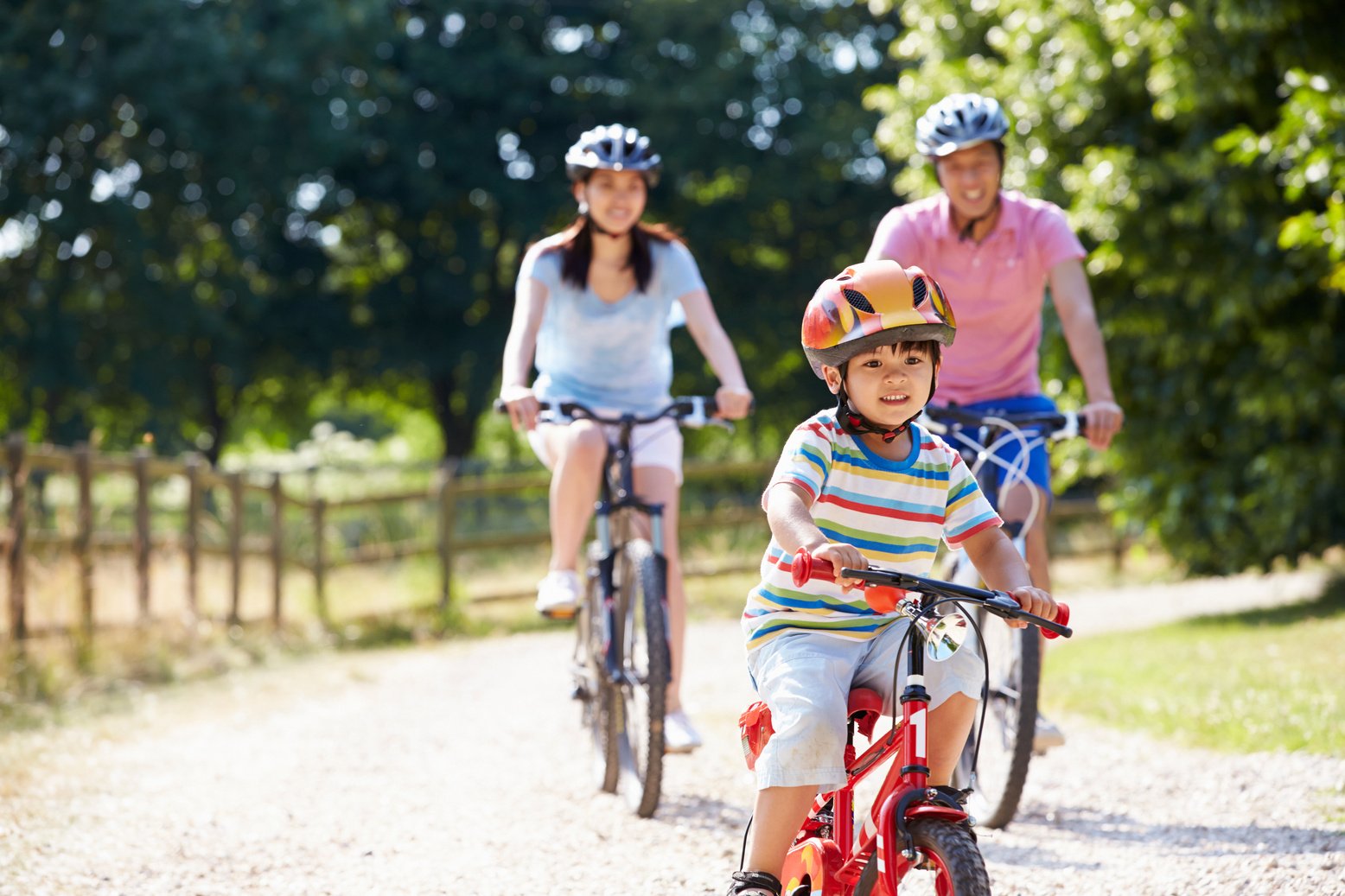 Asian Family on Cycle Ride